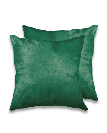 Set of Two 18" Chocolate And Gold Cowhide Throw Pillows