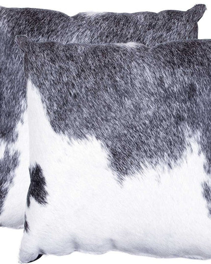 Set of Two 18" Chocolate And Gold Cowhide Throw Pillows