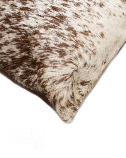 Set of Two 18" Brown and White Cowhide Throw Pillows