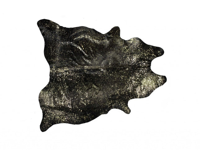 5' X 7' Black And Gold Cowhide Cowhide Print Area Rug