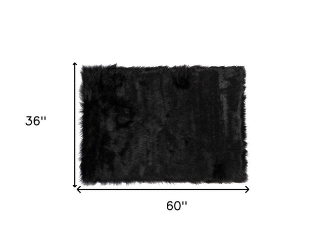 3' X 5' Black Shag Area Rug