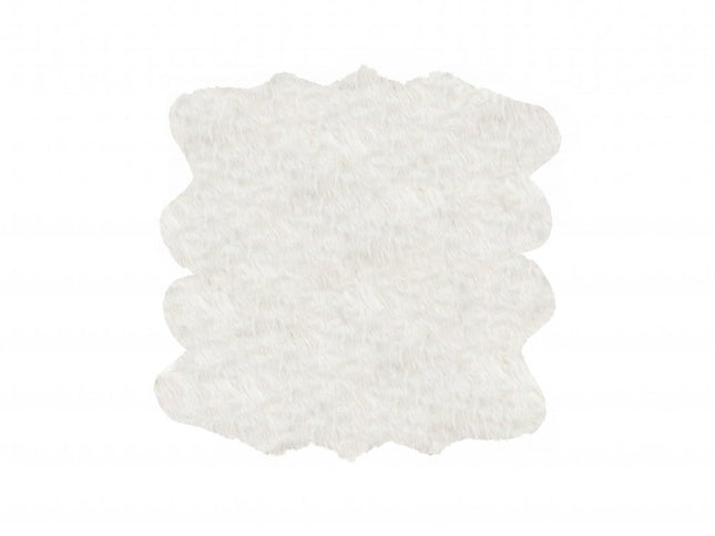 6' X 6' Off White Faux Fur Area Rug