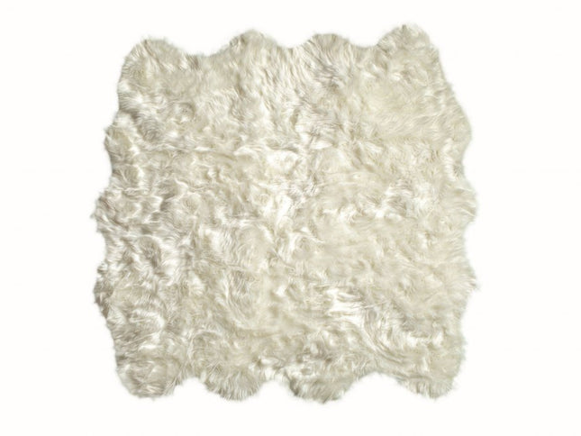 6' X 6' Off White Faux Fur Area Rug