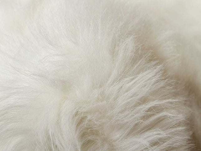 6' X 6' Off White Faux Fur Shag Washable Round Rug