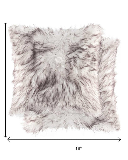 Set of Two 18" Brown And Off White Throw Pillows