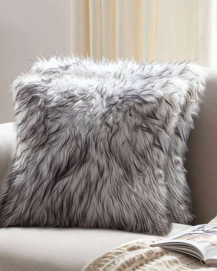 Set of Two 18" Brown And Off White Throw Pillows