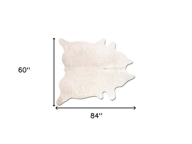 5' X 7' Off White Cowhide Cowhide Print Area Rug