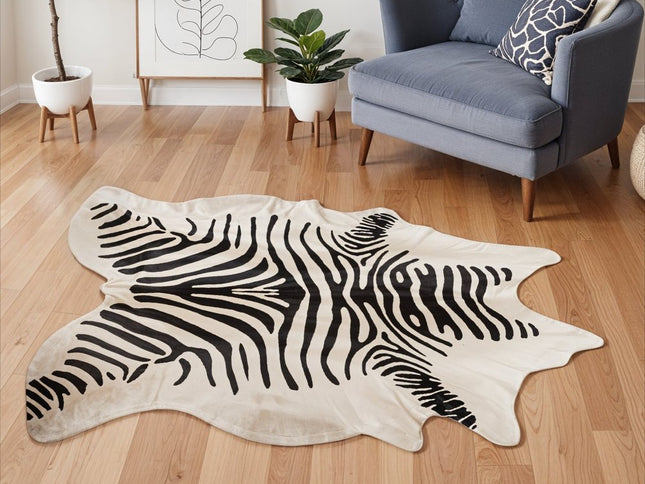 5' X 7' Zebra Stripe Black And White Natural Cowhide Area Rug