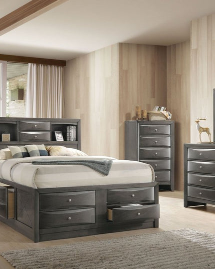 32" Gray Wood Five Drawer Dresser