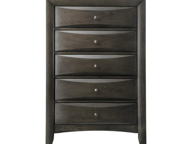 32" Gray Wood Five Drawer Dresser