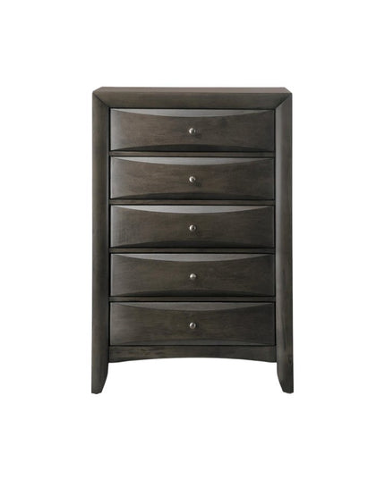 32" Gray Wood Five Drawer Dresser