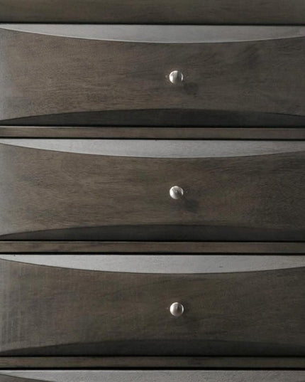 32" Gray Wood Five Drawer Dresser