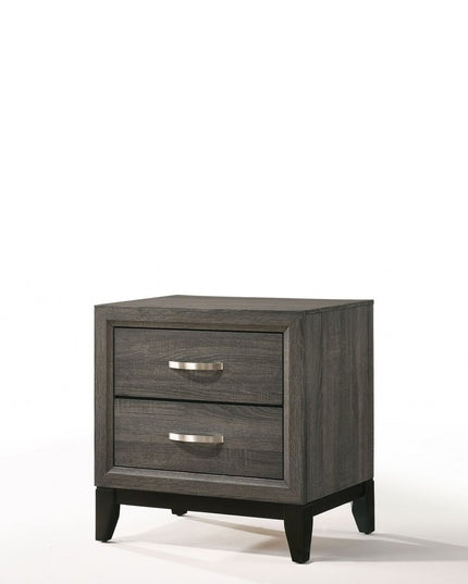 25" Gray Two Drawers Nightstand
