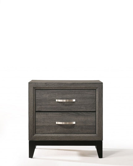 25" Gray Two Drawers Nightstand