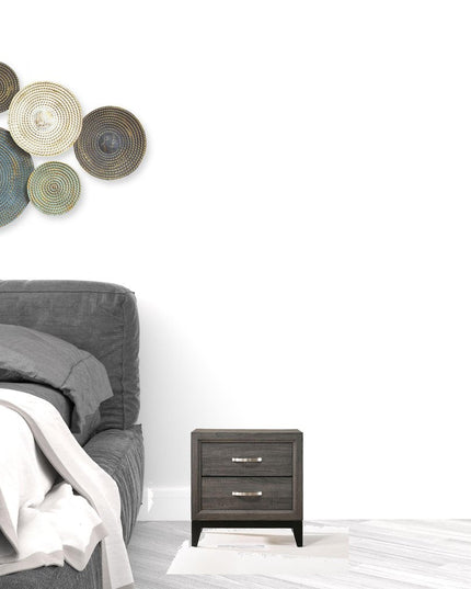 25" Gray Two Drawers Nightstand