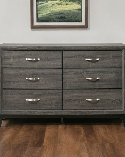 31" Gray Wood Five Drawer Dresser