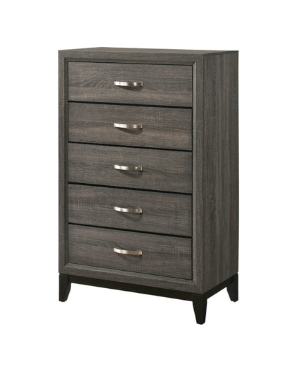 31" Gray Wood Five Drawer Dresser