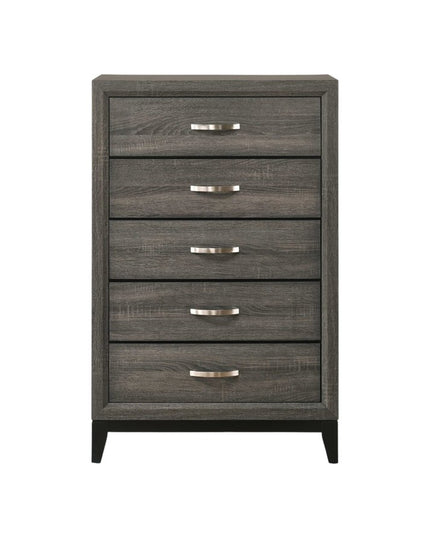 31" Gray Wood Five Drawer Dresser