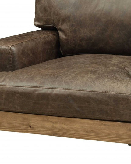 41" Chocolate and Gray Faux Leather Chair and a Half