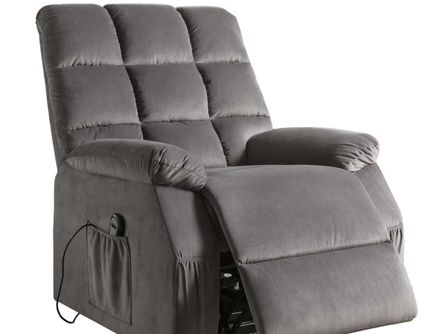 34" Gray Velvet Power Heated Massage Recliner