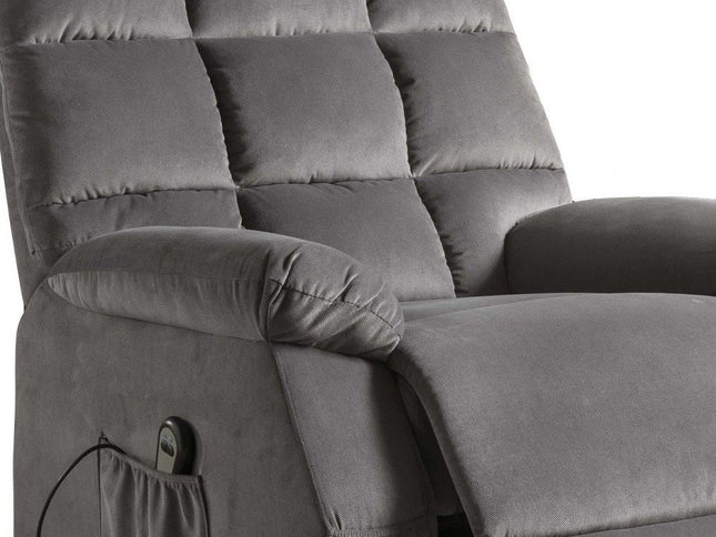 34" Gray Velvet Power Heated Massage Recliner