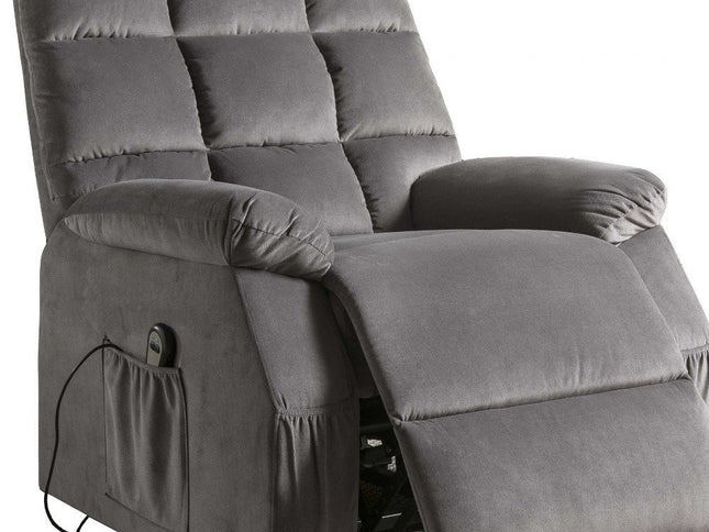 34" Gray Velvet Power Heated Massage Recliner