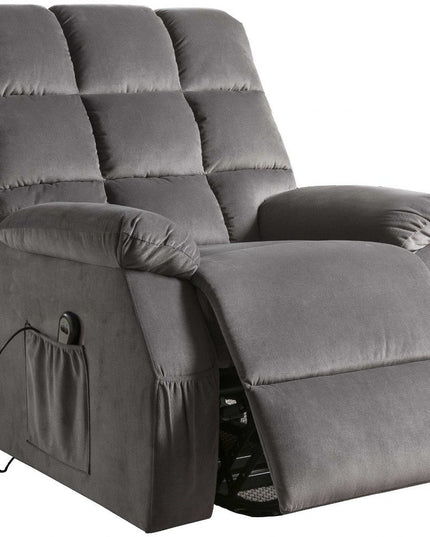 34" Gray Velvet Power Heated Massage Recliner