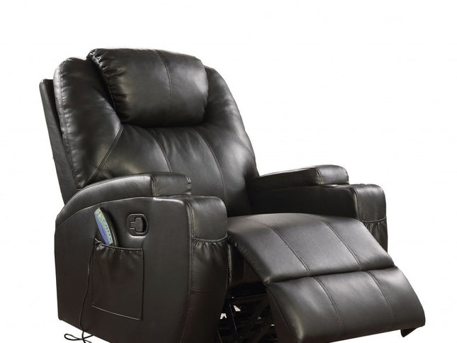 34" Brown Faux Leather Heated Massage Home Theater Recliner