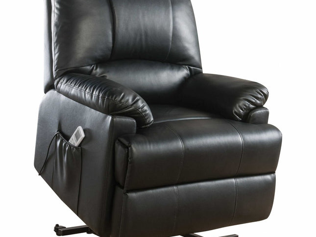 34" Black Faux Leather Power Massage Lift Assist Recliner