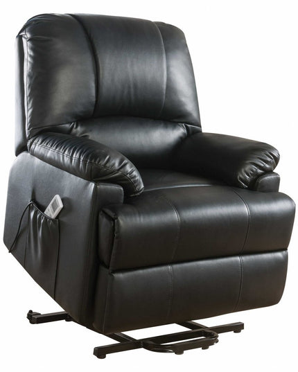 34" Black Faux Leather Power Massage Lift Assist Recliner