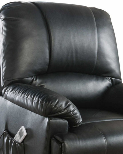 34" Black Faux Leather Power Massage Lift Assist Recliner