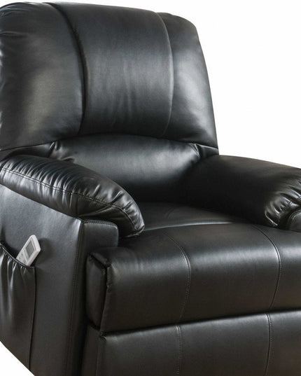 34" Black Faux Leather Power Massage Lift Assist Recliner