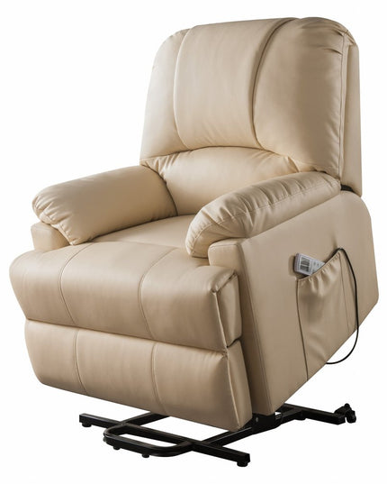 34" Black Faux Leather Power Massage Lift Assist Recliner