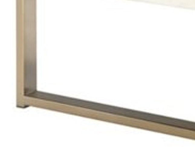 43" White and Gold Faux Marble And Iron Frame Coffee Table