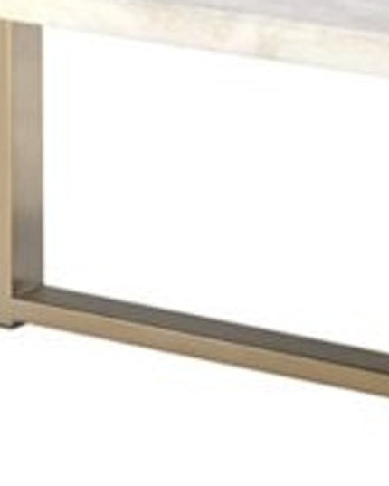 43" White and Gold Faux Marble And Iron Frame Coffee Table