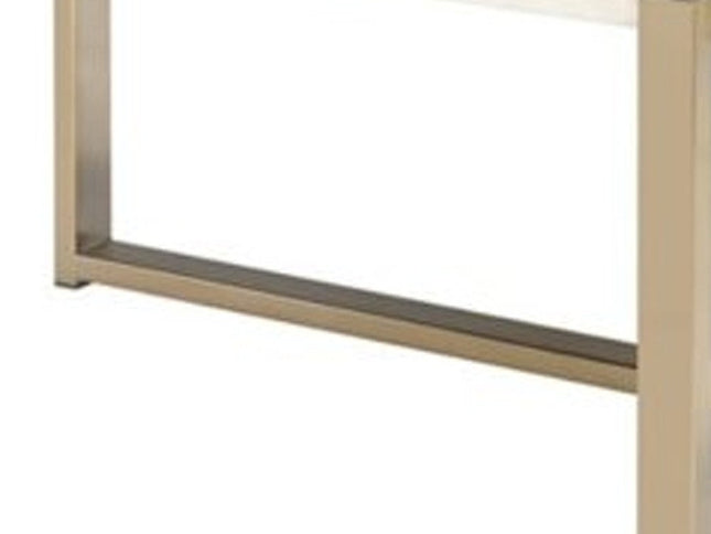 43" White and Gold Faux Marble And Iron Frame Coffee Table