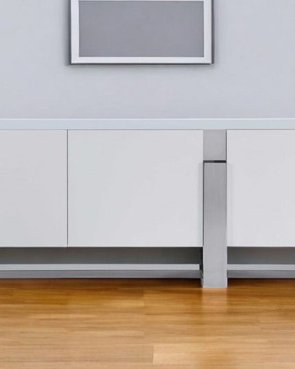 91" White Glass Frame Console Table