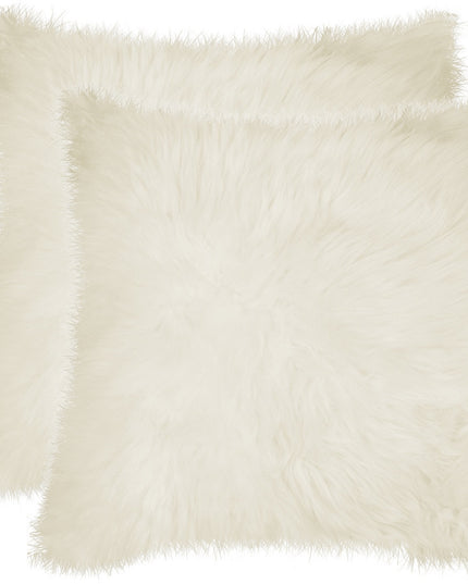Set of Two 18" Natural Sheepskin Throw Pillows