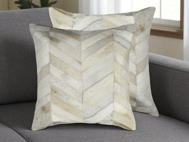 Set of Two Natural Cowhide Throw Pillow