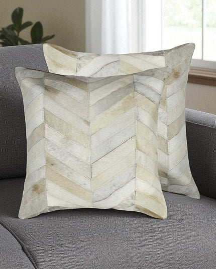 Set of Two Natural Cowhide Throw Pillow