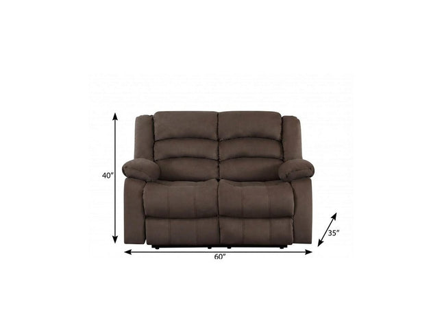 60" Brown Microfiber Manual Reclining Loveseat
