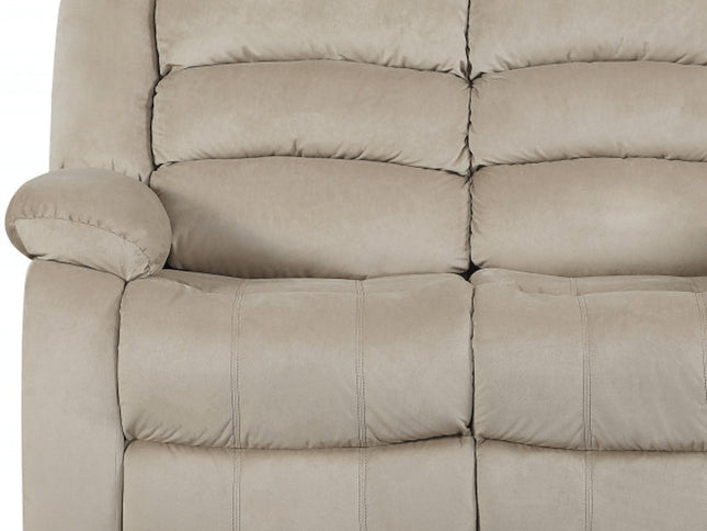 60" Beige Microfiber Manual Reclining Loveseat