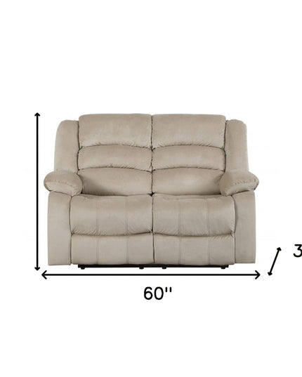 60" Beige Microfiber Manual Reclining Loveseat