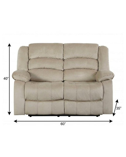 60" Beige Microfiber Manual Reclining Loveseat