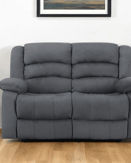 60" Gray Microfiber Manual Reclining Loveseat