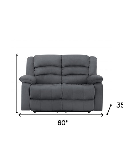 60" Gray Microfiber Manual Reclining Loveseat