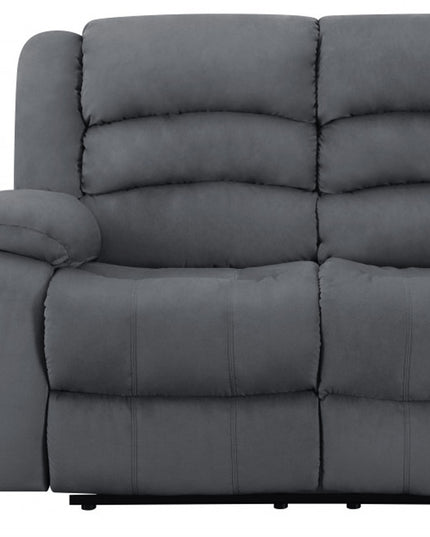 60" Gray Microfiber Manual Reclining Loveseat