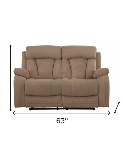 63" Beige Leather Match Recliner