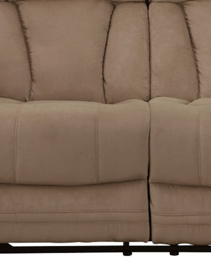 63" Beige Leather Match Recliner