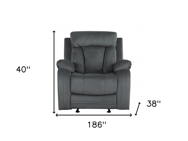 Three Piece Indoor Gray Microsuede Six Person Seating Set
